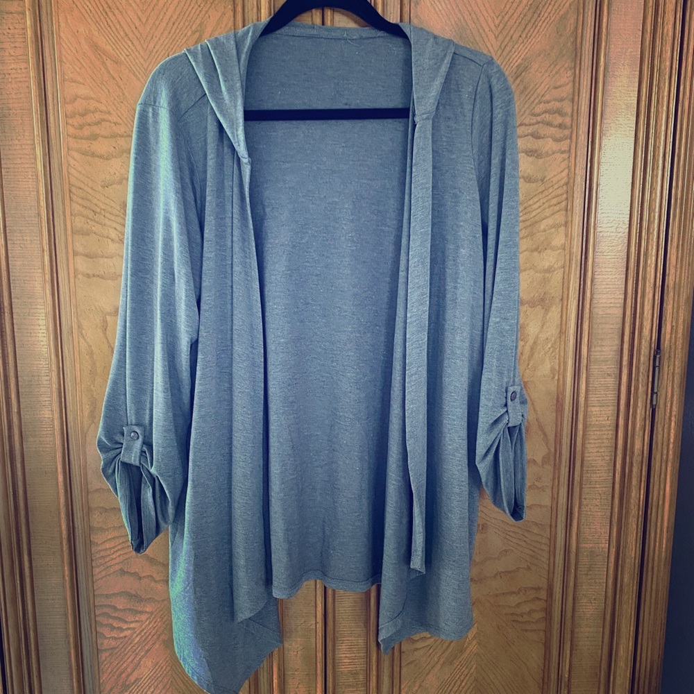 Knit Gray Cardigan with Hood